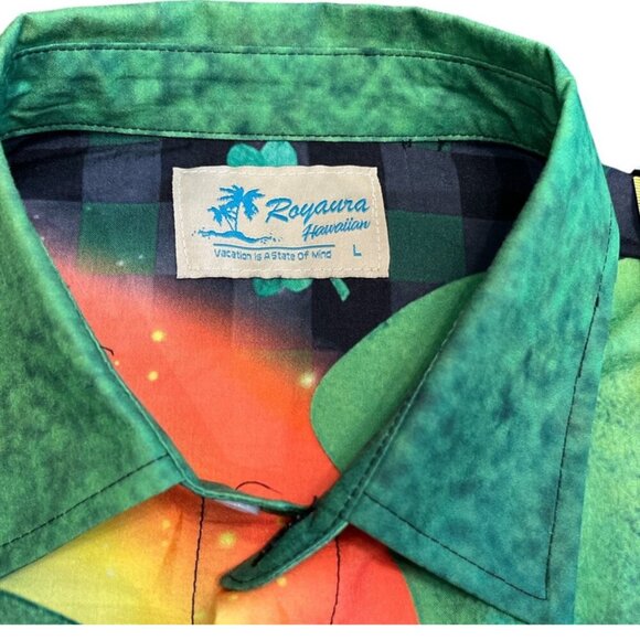 HAWAIIAN Shirt Men's St. Patrick's Day Size Large Leprechaun Pot of Gold - Picture 4 of 9